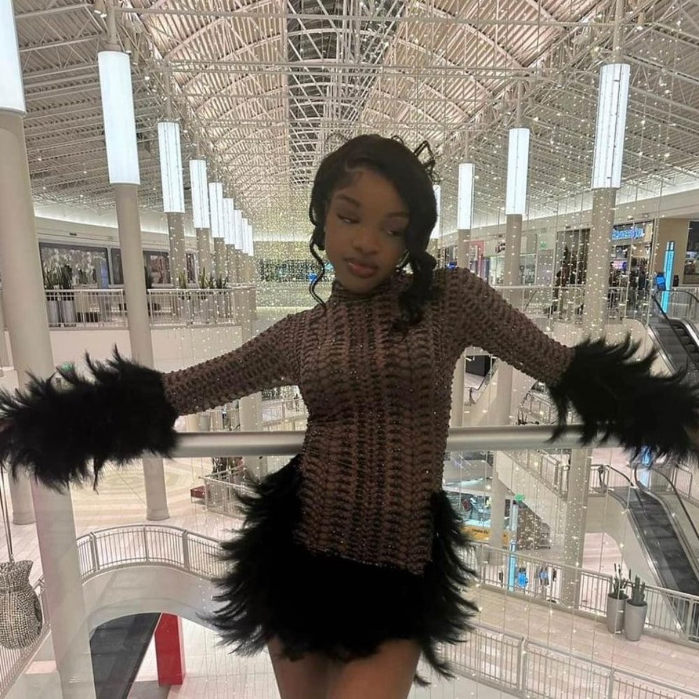 black rhinestone fur dress